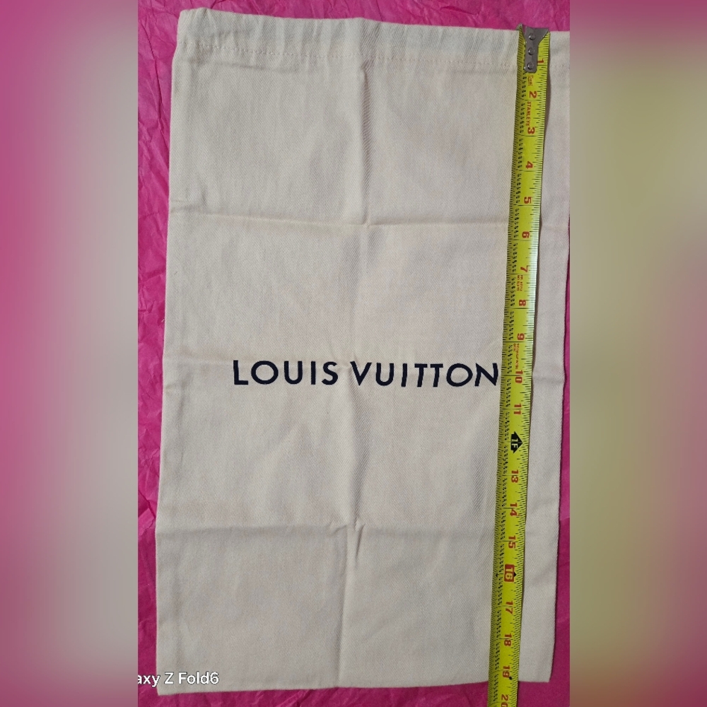 Louis Vuitton Beige Storage Bag With Blue Ribbon Drawstring